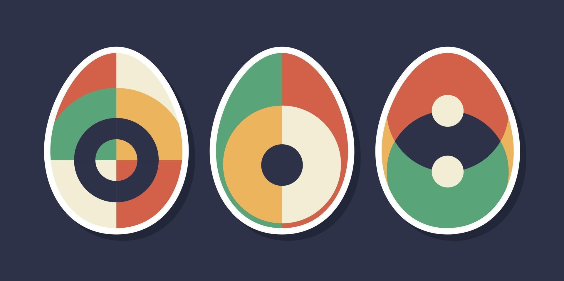 Set of minimalistic geometric easter egg with geometric shape elements. Modern contemporary creative trendy abstract templates vector illustration.