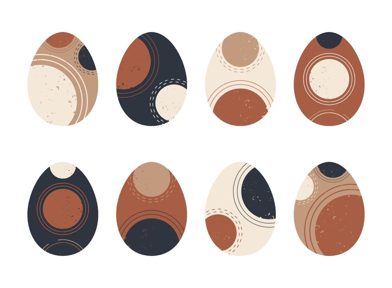 conjunto de huevo de pascua geométrico minimalista con elementos de forma geométrica. Ilustración de vector de plantillas abstractas modernas creativas contemporáneas boho moderno.