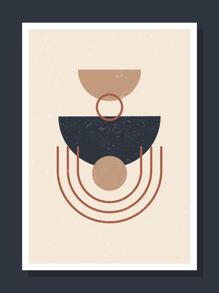 Póster de pared de arte vectorial geométrico minimalista. minimal 20s geométricas abstractas contemporáneas carteles vector plantilla boho formas primitivas elementos ideales para decoración de paredes estilo moderno hipster