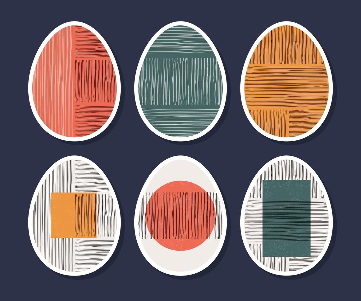 Set of minimalistic geometric easter egg with geometric shape elements. Modern contemporary creative trendy abstract templates vector illustration.