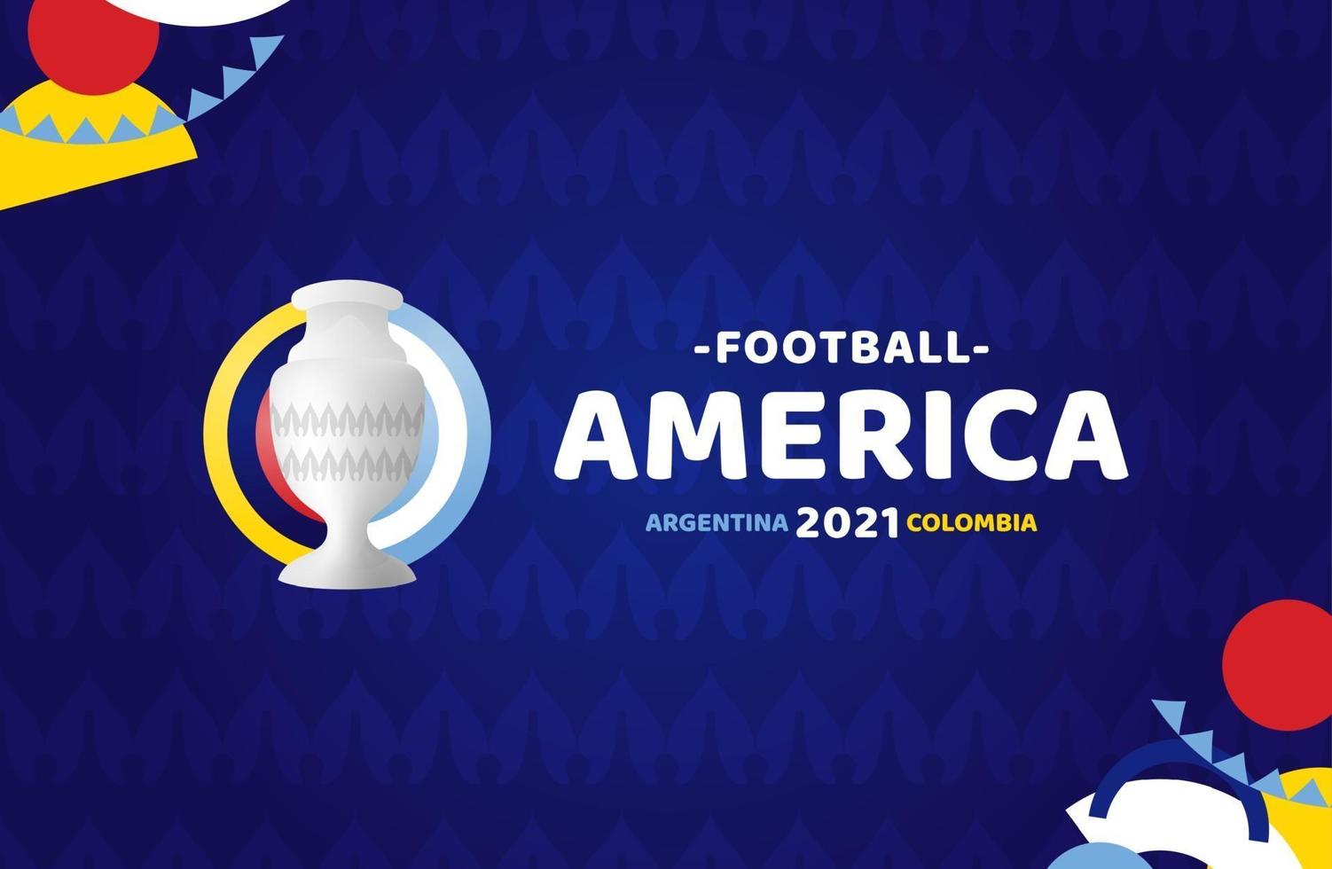 fútbol de américa del sur 2021 argentina colombia ilustración vectorial. sin logotipo oficial del torneo en el fondo del patrón vector