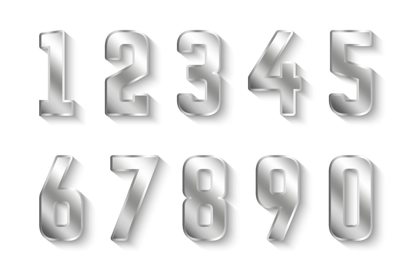 Silver Numbers Collection 0 to 9 vector