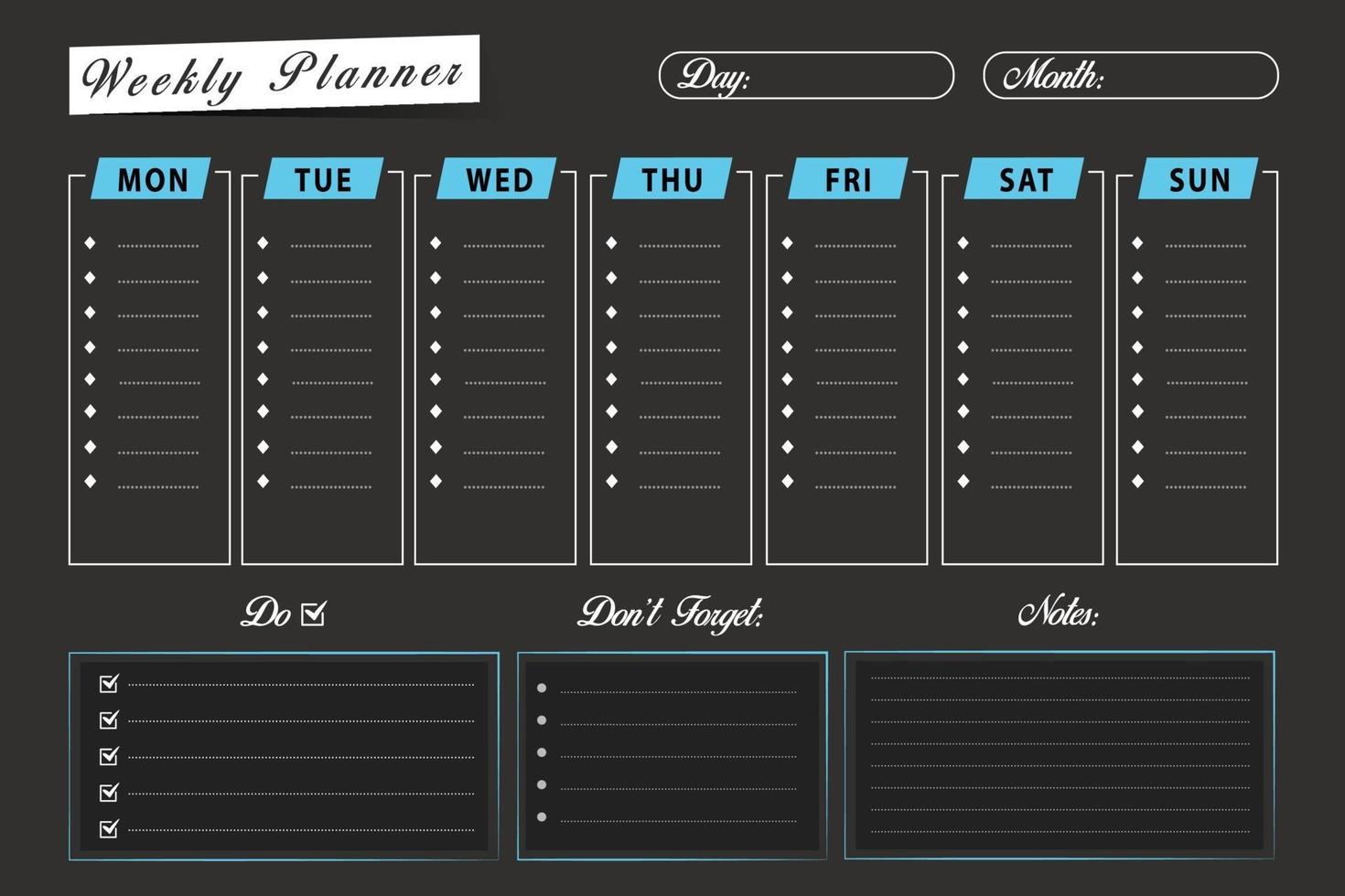 plantilla de planificador de horario semanal vector