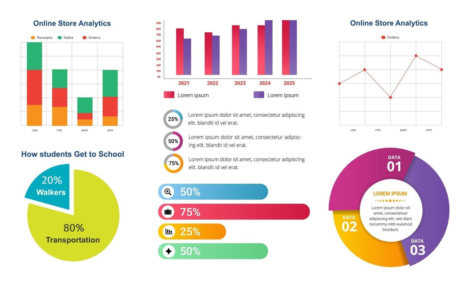 conjunto de elementos gráficos infográficos vector