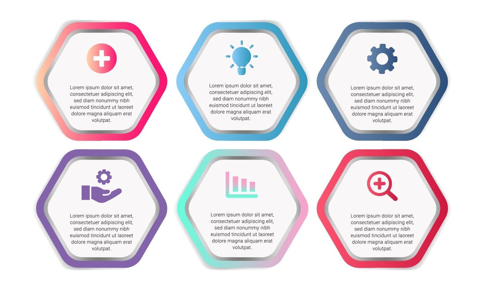 Plantilla de infografía hexagonal degradado con iconos de negocios vector