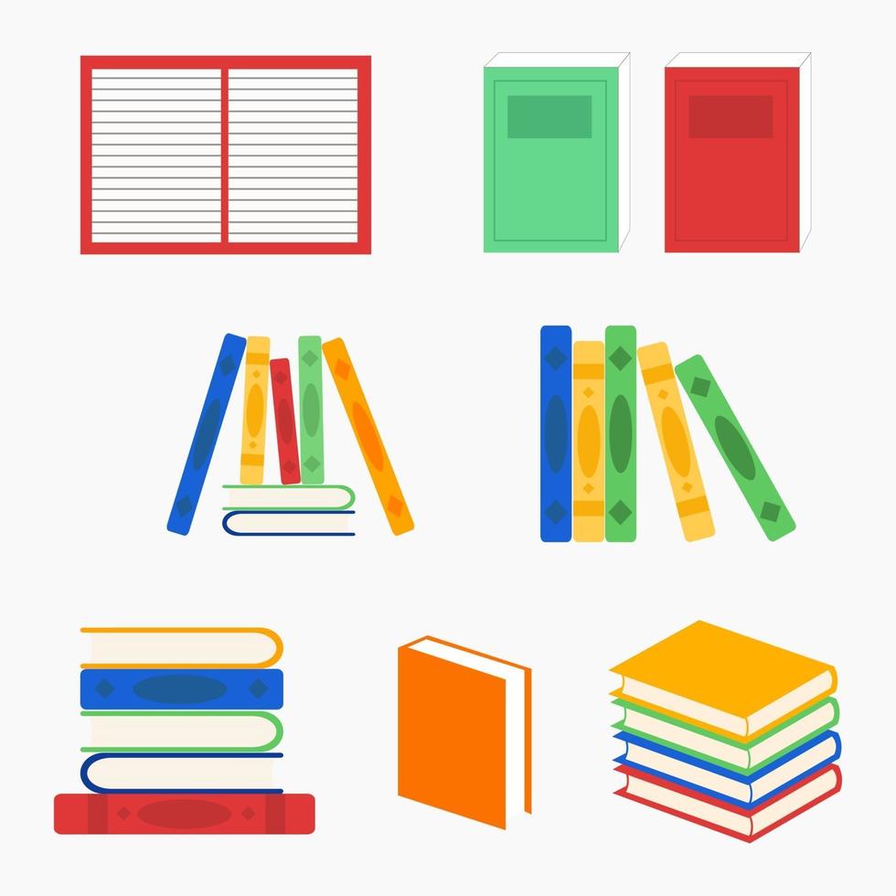 libros coloridos en diferentes posiciones. vector