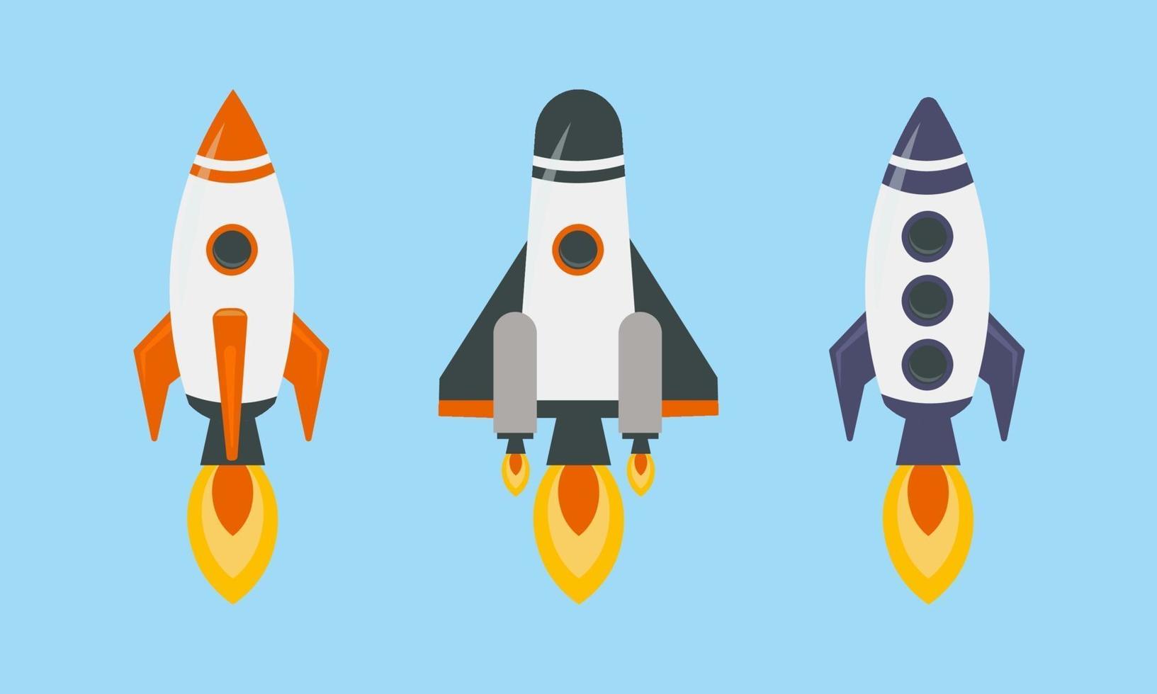 Colorful Rockets Set Illustration vector