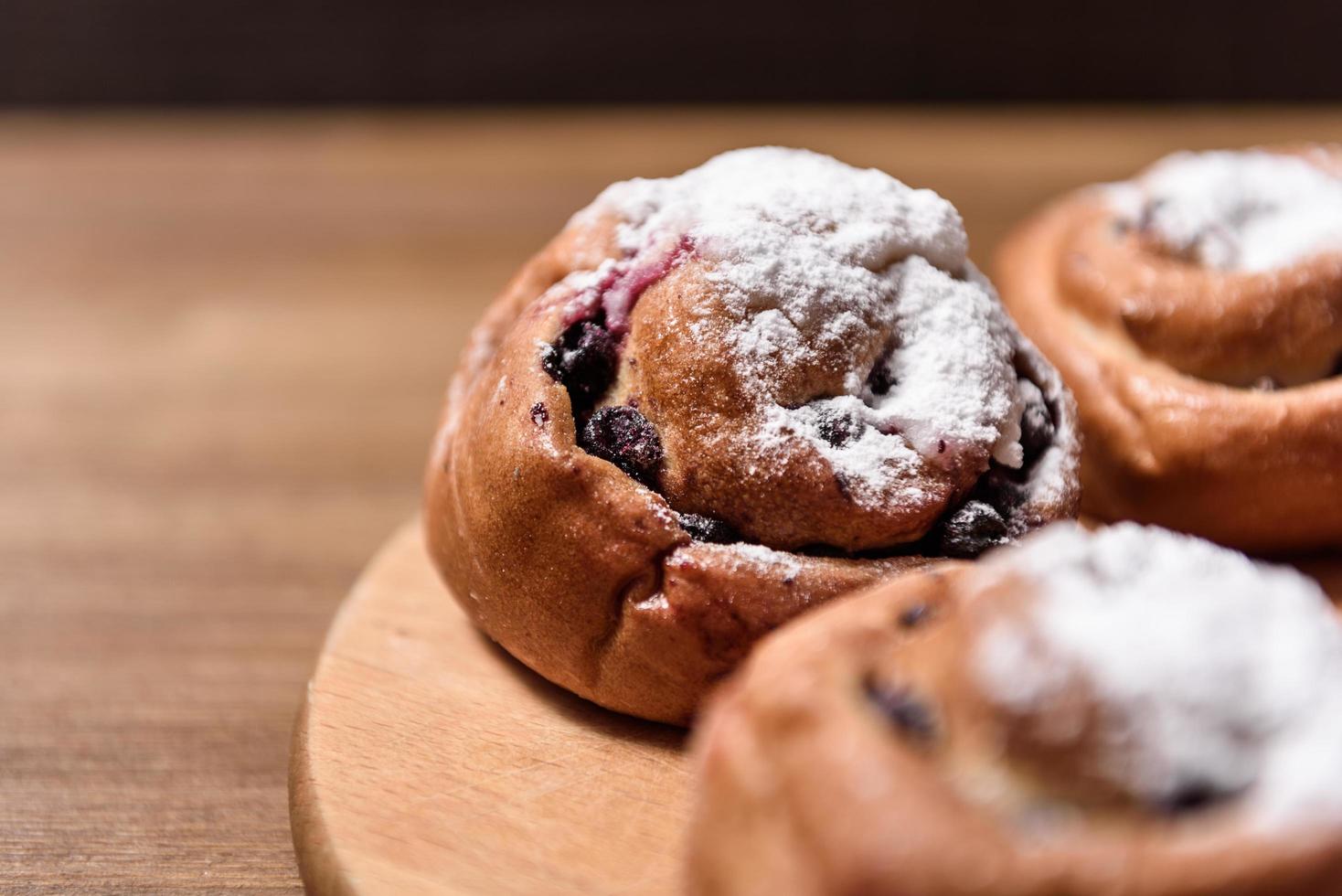 Bun with currants photo