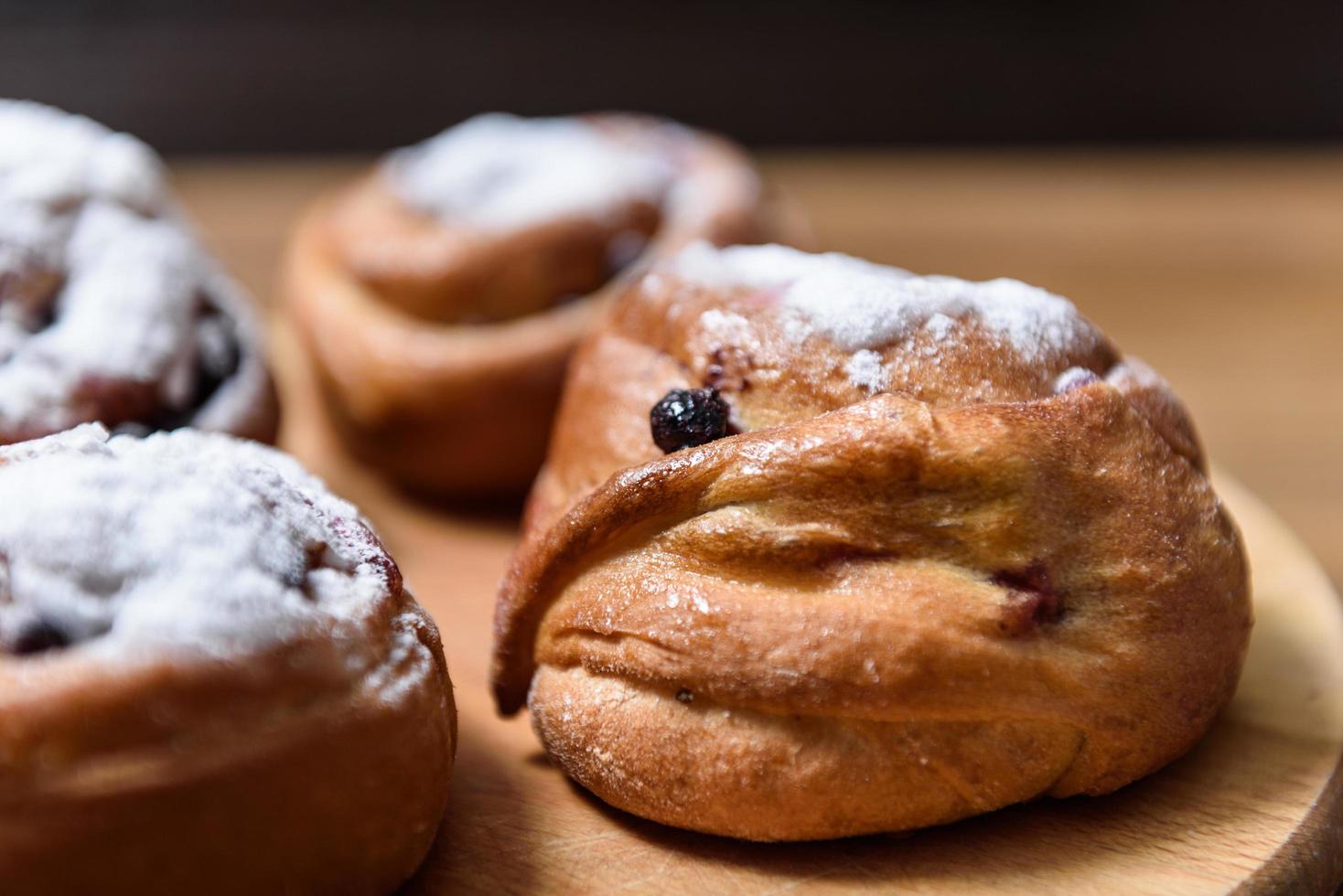 Bun with currants photo