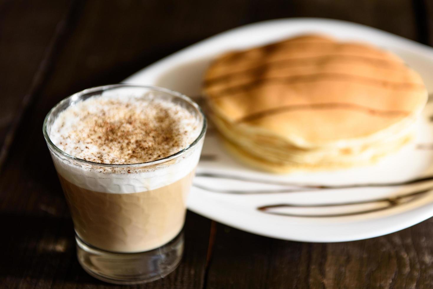 Pancakes with cappuccino photo