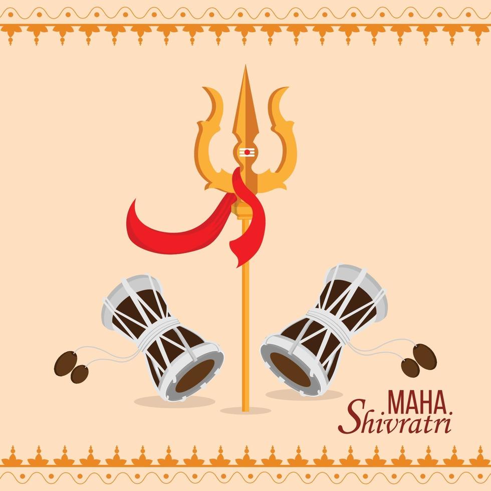maha shivratri tarjeta de felicitación con el señor shiva trishul vector