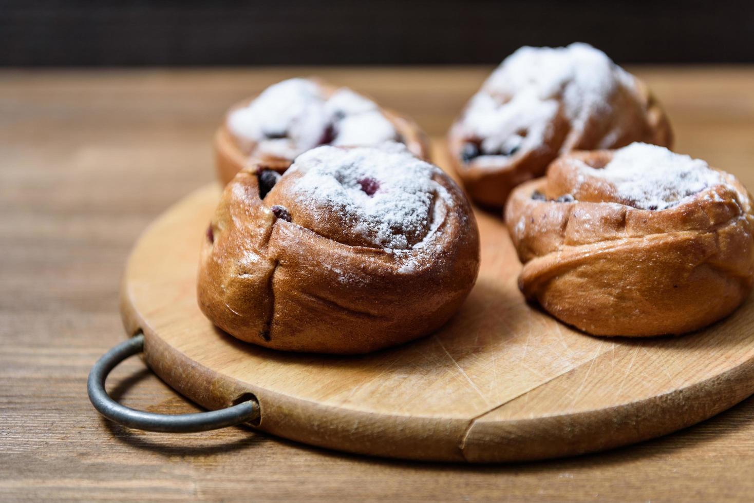 Bun with currants photo