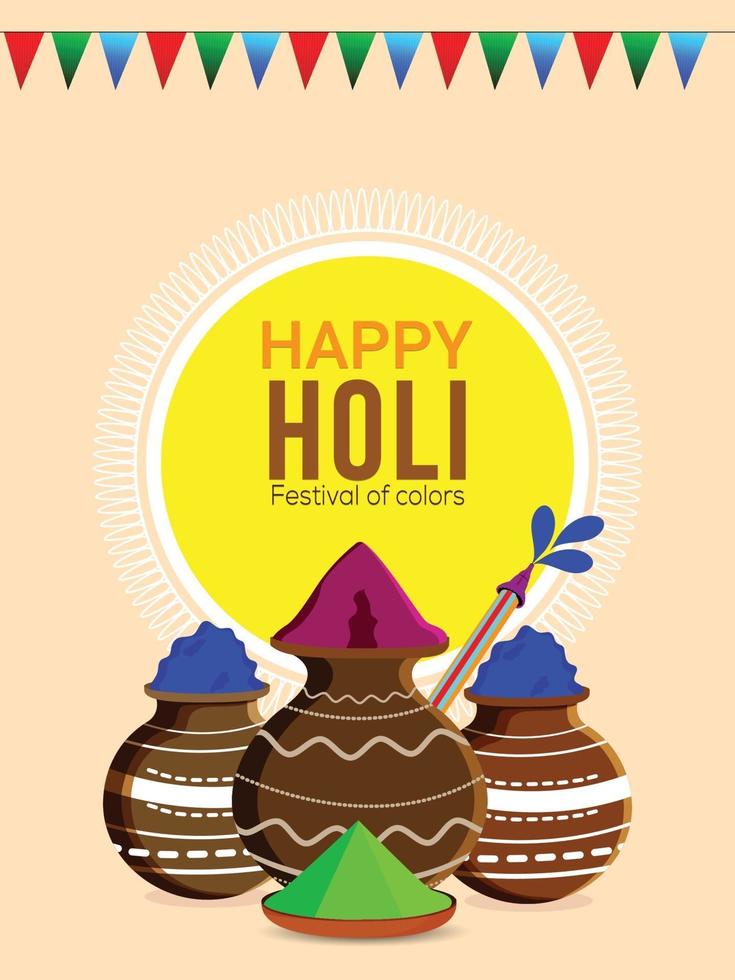 feliz festival indio holi flyer o diseño de cartel vector