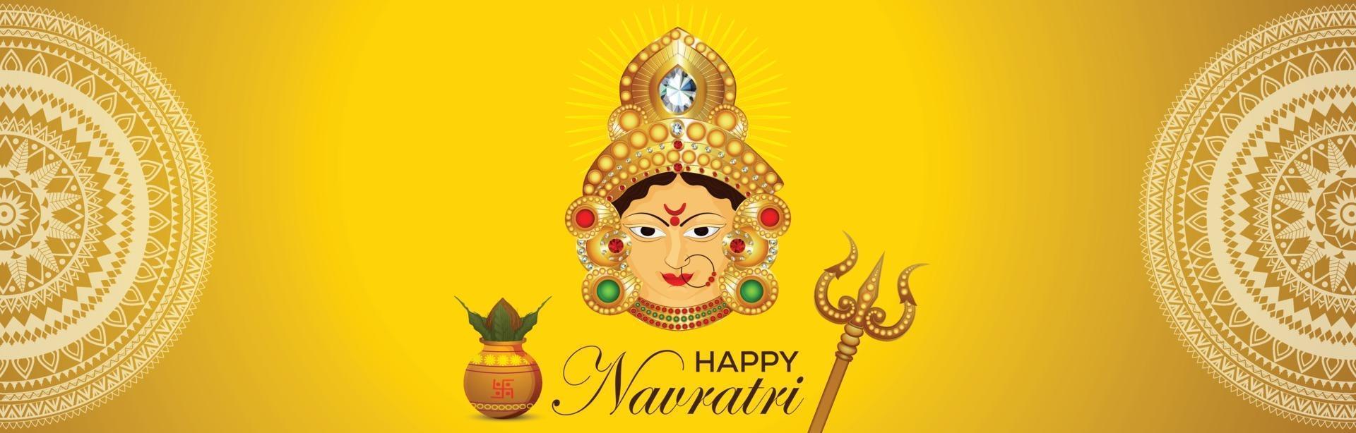 feliz celebración navratri banner o encabezado vector