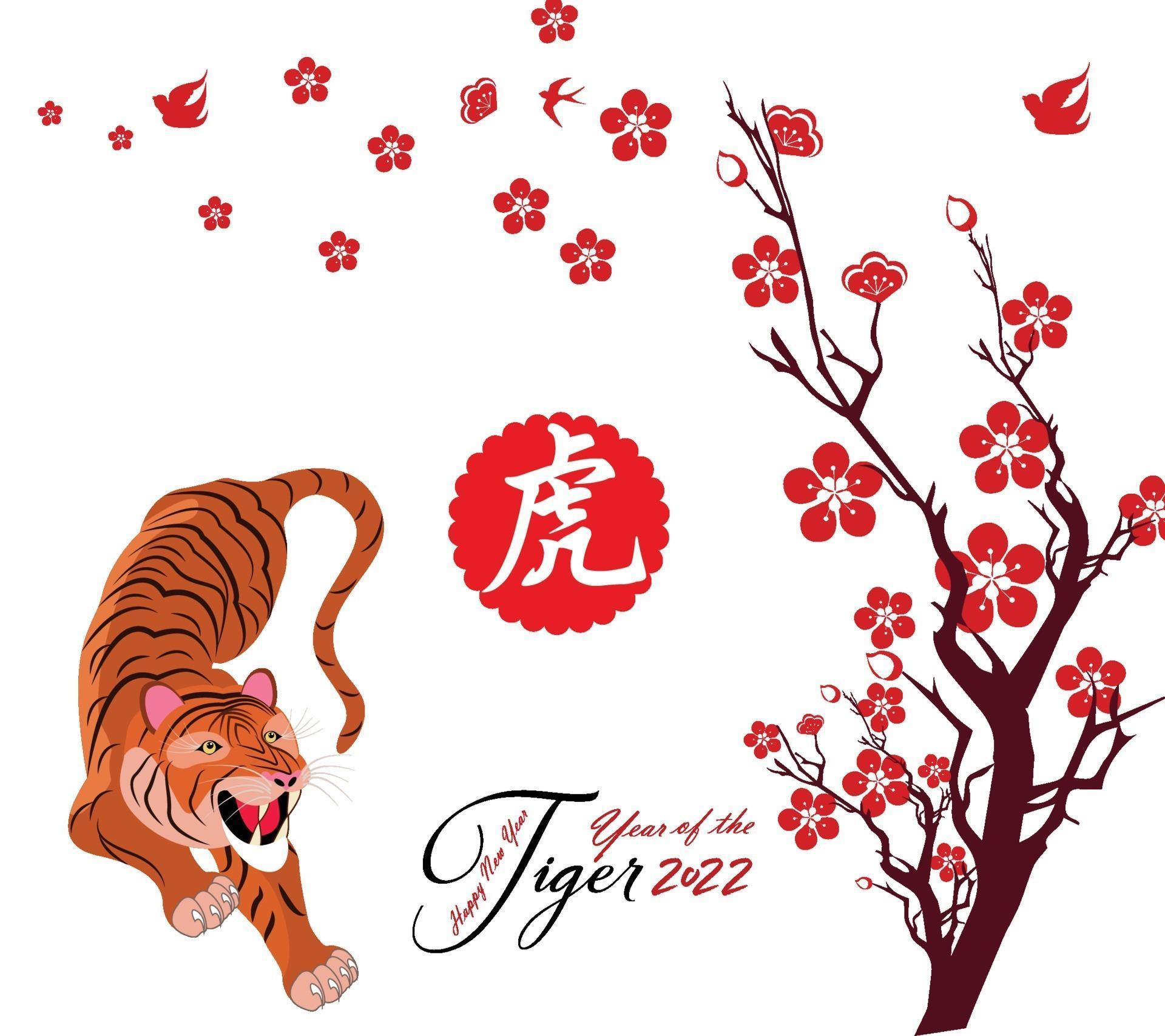 Happy Chinese new year 2022 year of the Tiger. Lunar New Year banner