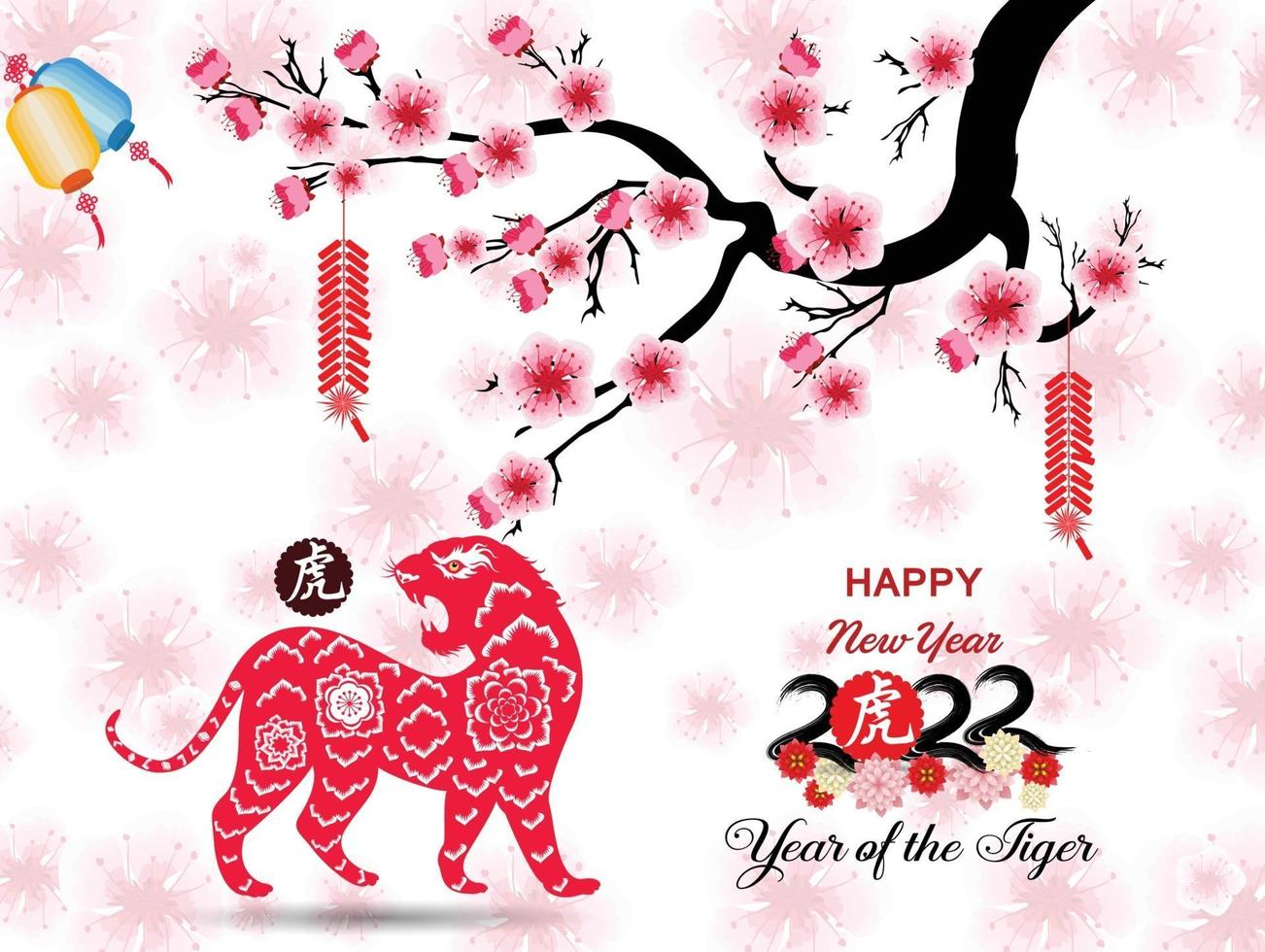 Happy Chinese new year 2022 - year of the Tiger. Lunar New Year banner design template. vector