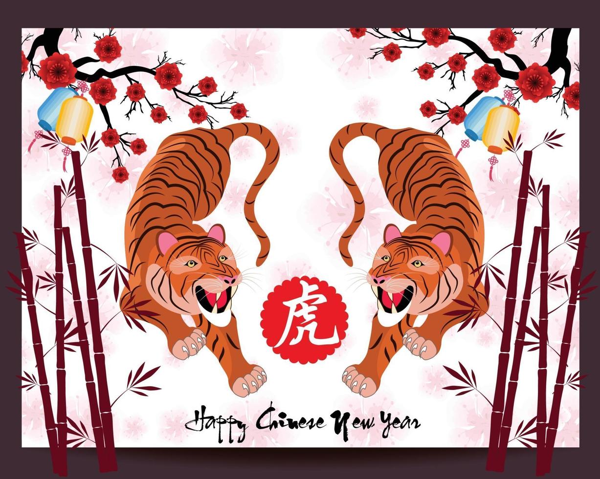 Happy Chinese new year 2022 - year of the Tiger. Lunar New Year banner design template. vector