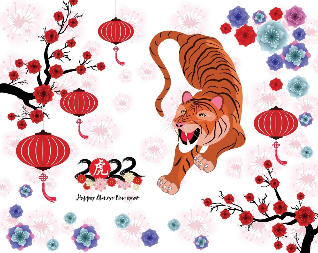 Happy Chinese new year 2022 - year of the Tiger. Lunar New Year banner design template. vector