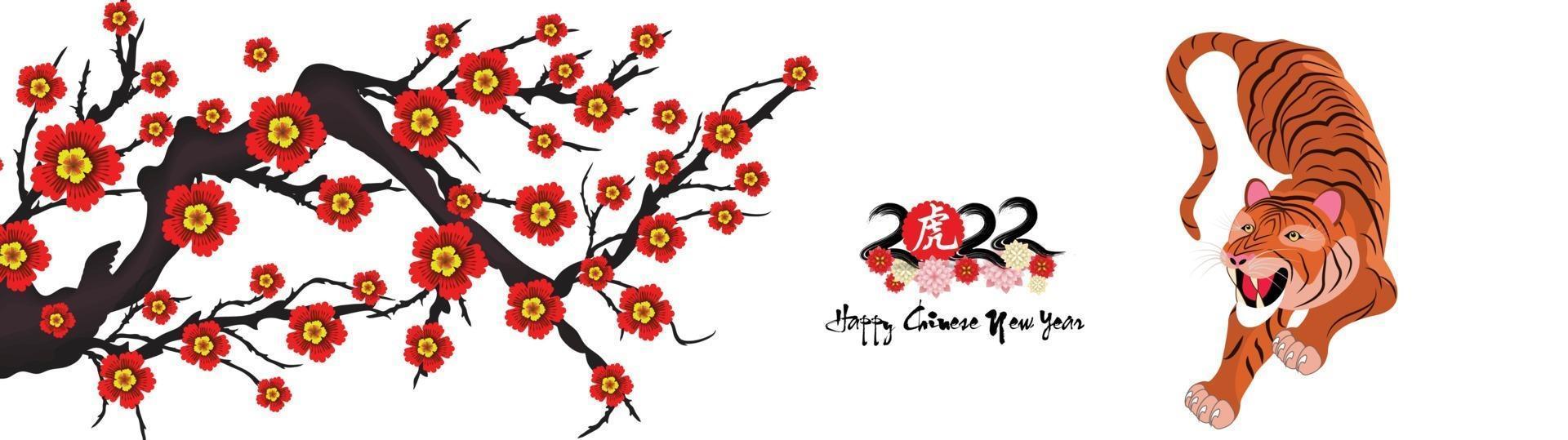 Happy Chinese new year 2022 - year of the Tiger. Lunar New Year banner design template. vector