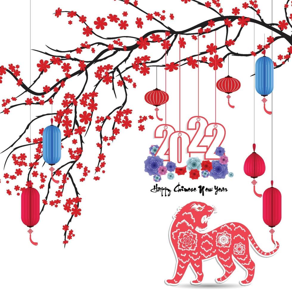 feliz año nuevo chino 2022 - año del tigre. Plantilla de diseño de banner de año nuevo lunar. vector