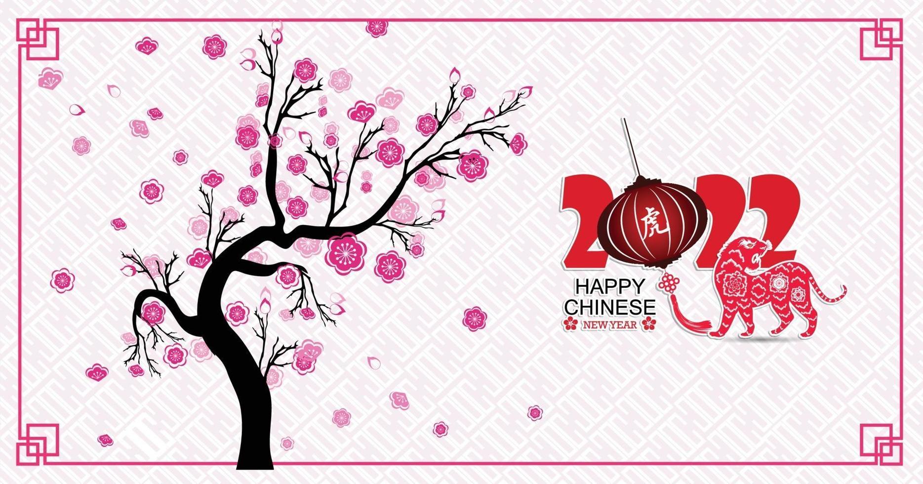 Happy Chinese new year 2022 - year of the Tiger. Lunar New Year banner design template. vector