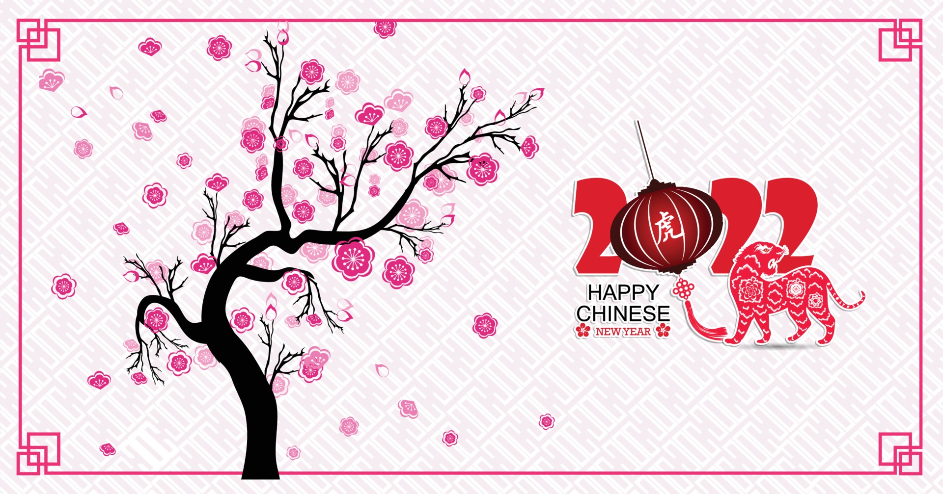 Happy Chinese new year 2022 - year of the Tiger. Lunar New Year banner
