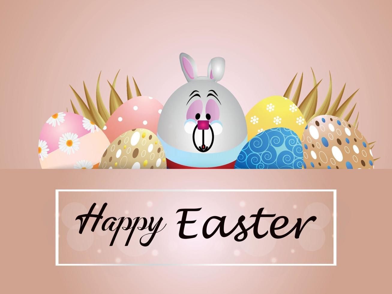 Happy easter day greeting card vector