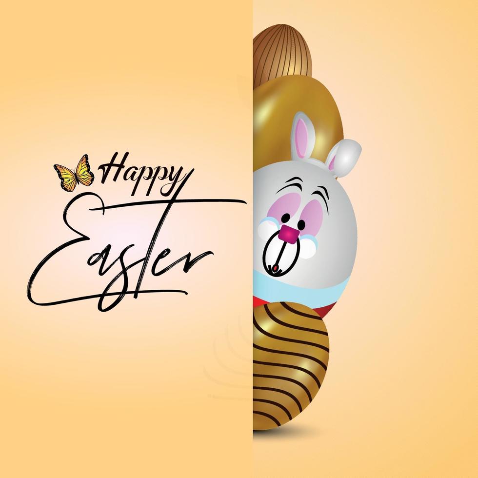 Easter day greeting card with easter egg and bunny vector