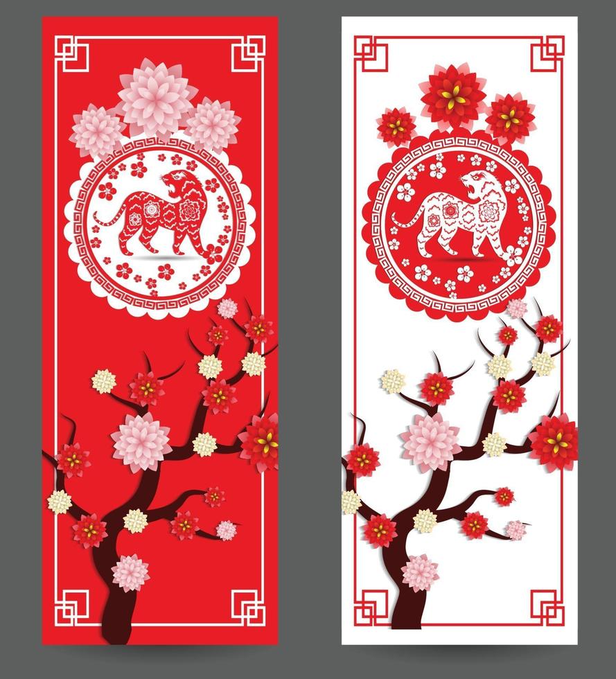 Happy Chinese new year 2022 - year of the Tiger. Lunar New Year banner design template. vector