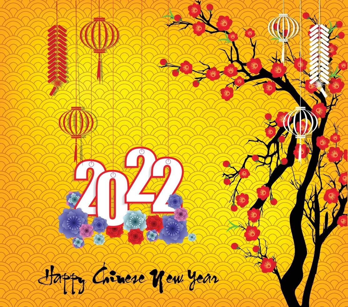 Happy Chinese new year 2022 - year of the Tiger. Lunar New Year banner design template. vector