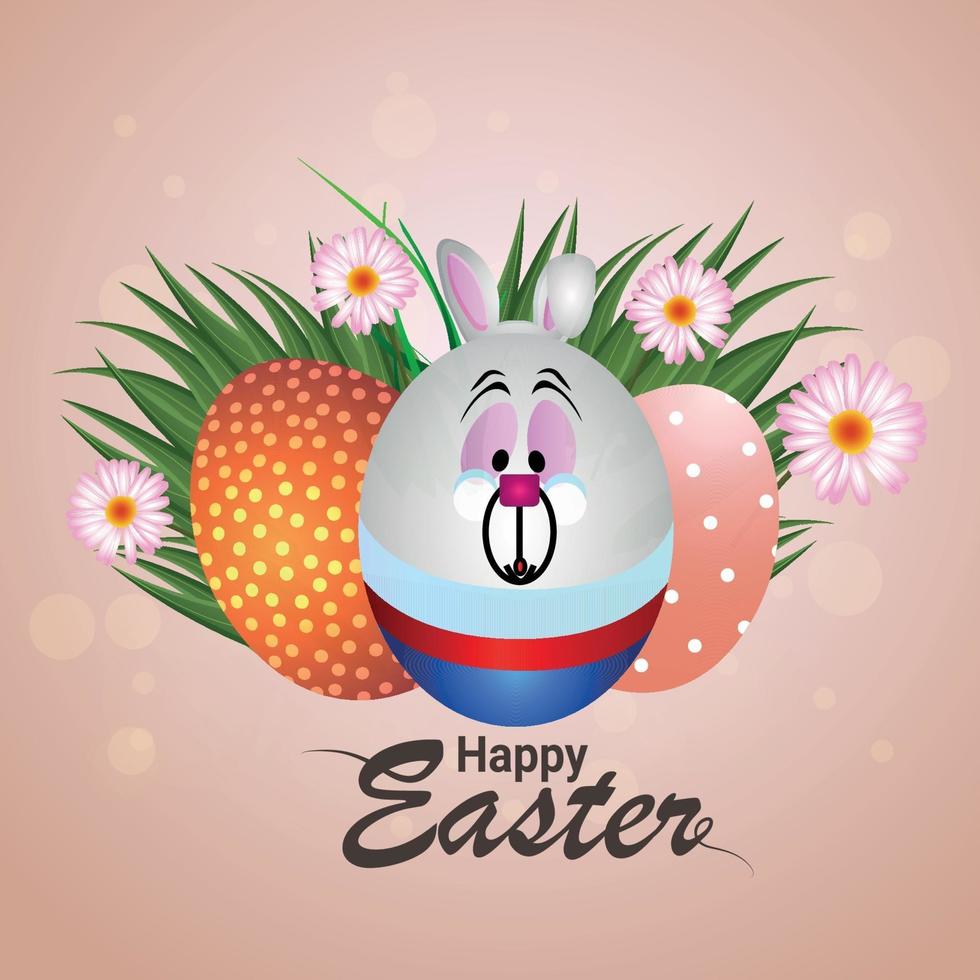 Creative egg and bunny of happy easter day vector