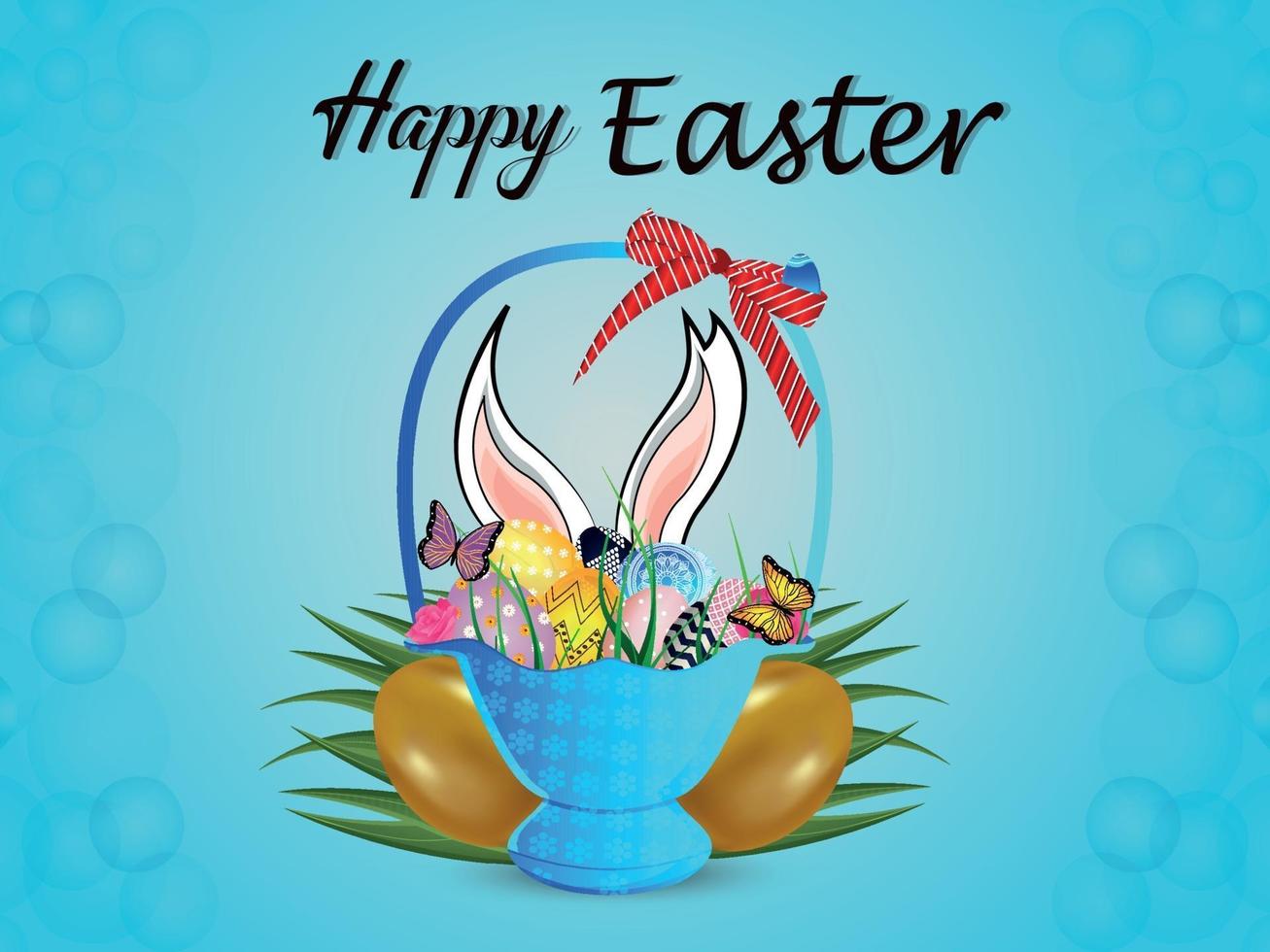 Happy easter day greeting card and background vector