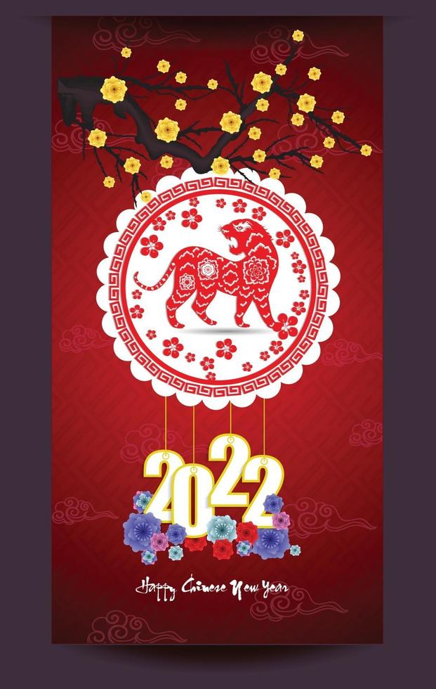 Happy Chinese new year 2022 - year of the Tiger. Lunar New Year banner design template. vector