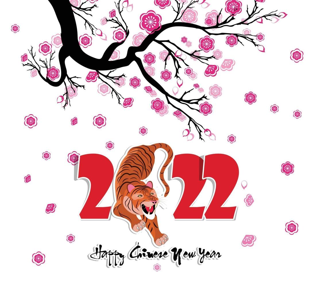 Happy Chinese new year 2022 - year of the Tiger. Lunar New Year banner design template. vector