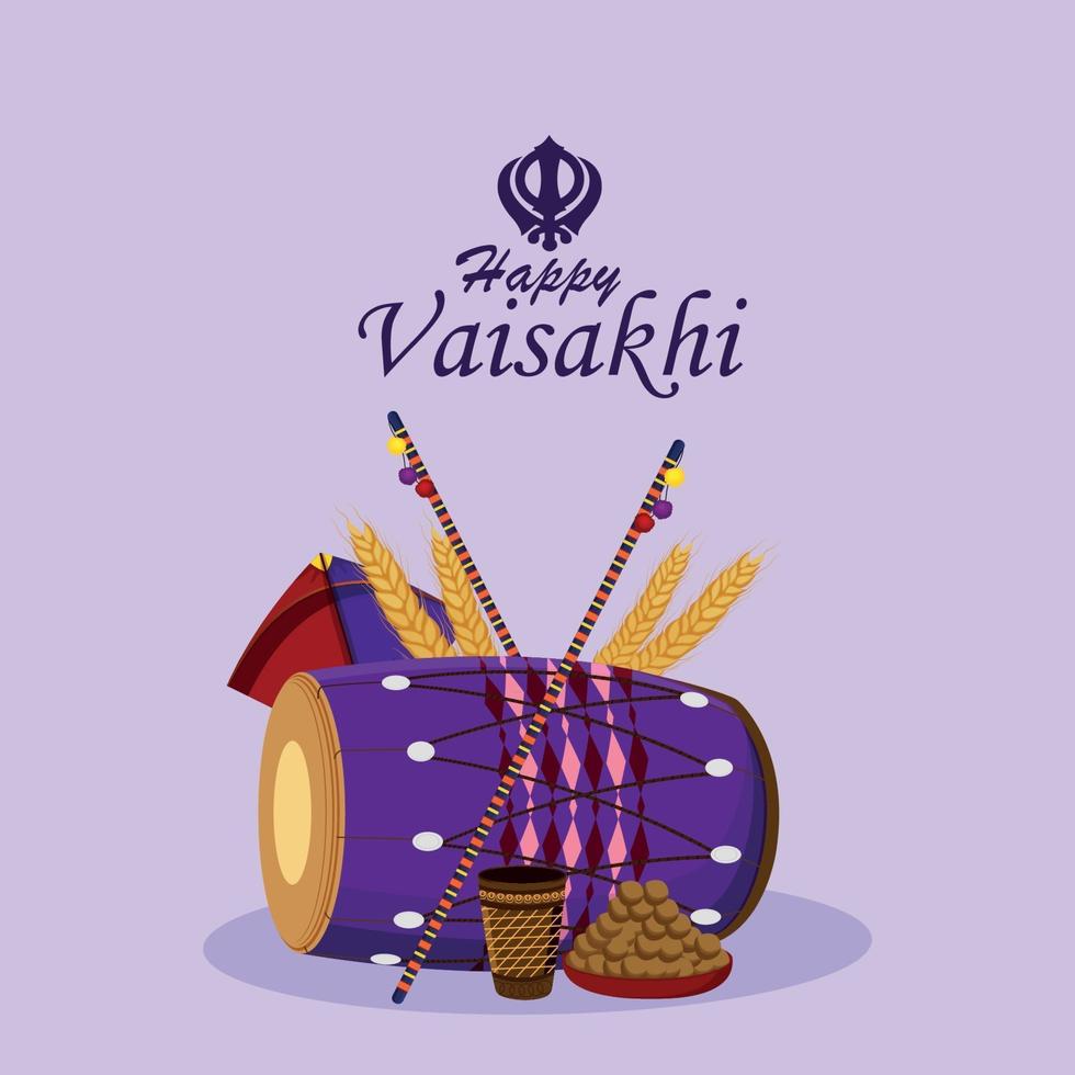 Sikh festival happy vaisakhi celebration background vector