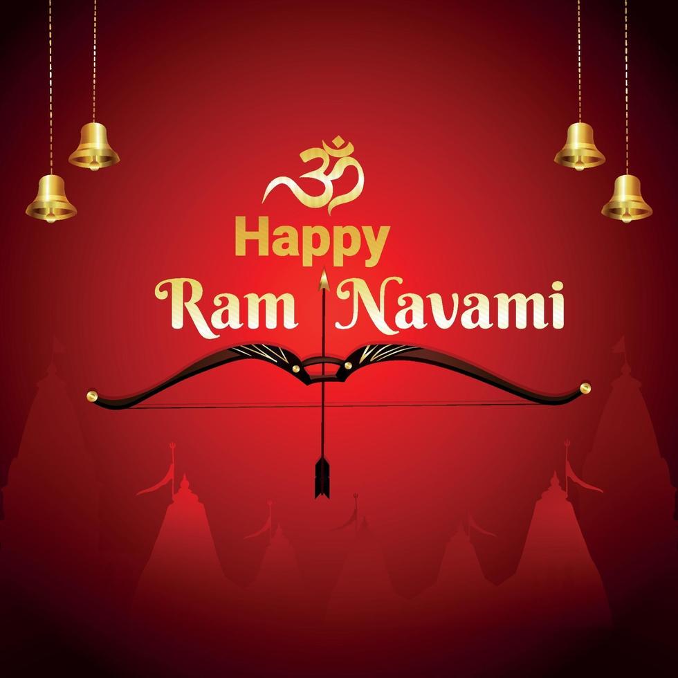 Ram navami greeting card and background with creative bow vector