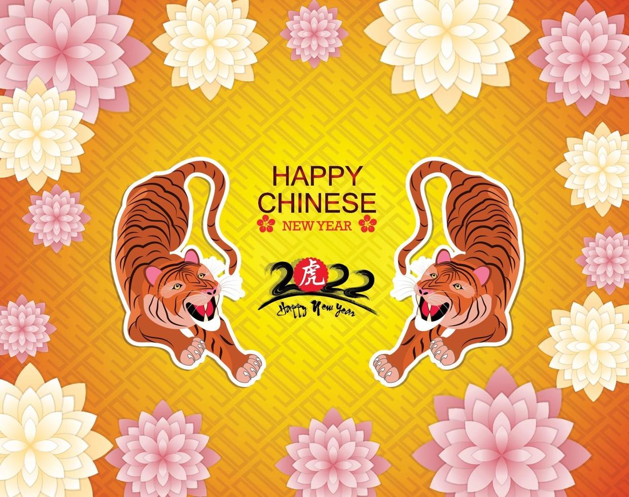 Happy Chinese new year 2022 - year of the Tiger. Lunar New Year banner design template. vector