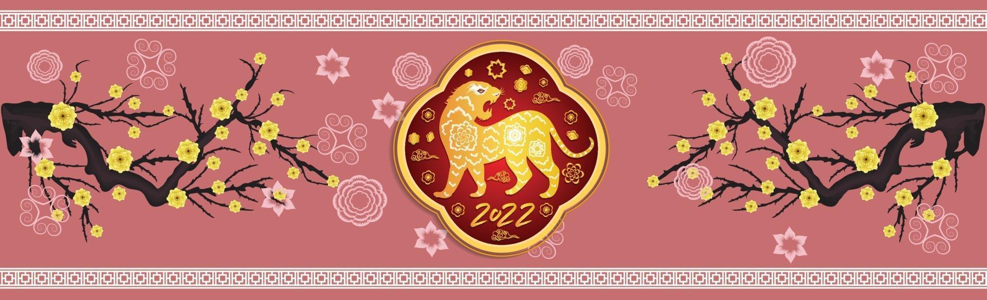 Happy Chinese new year 2022 - year of the Tiger. Lunar New Year banner design template. vector