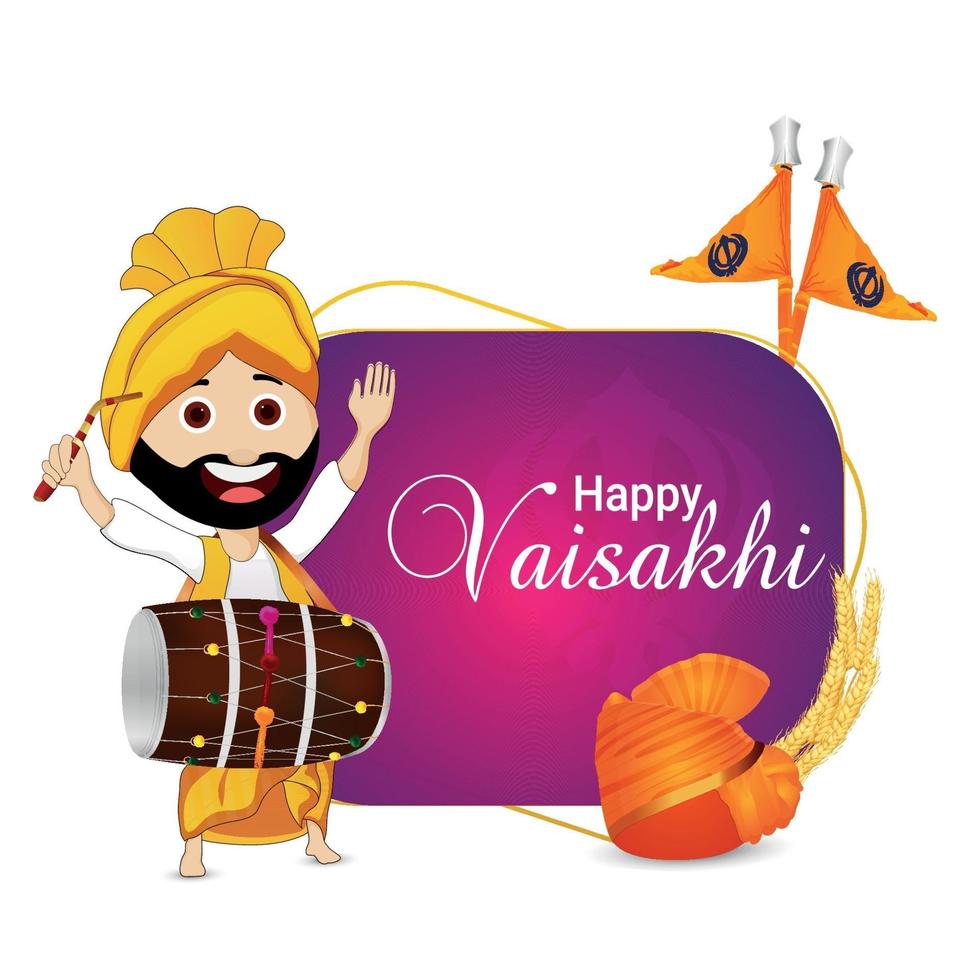 feliz vaisakhi indain fondo del festival sij vector