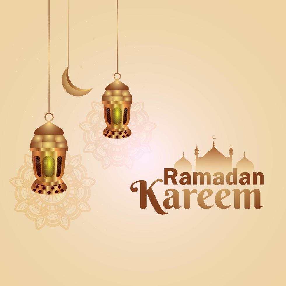 Ramadán kareem fondo islámico con linterna islámica vector