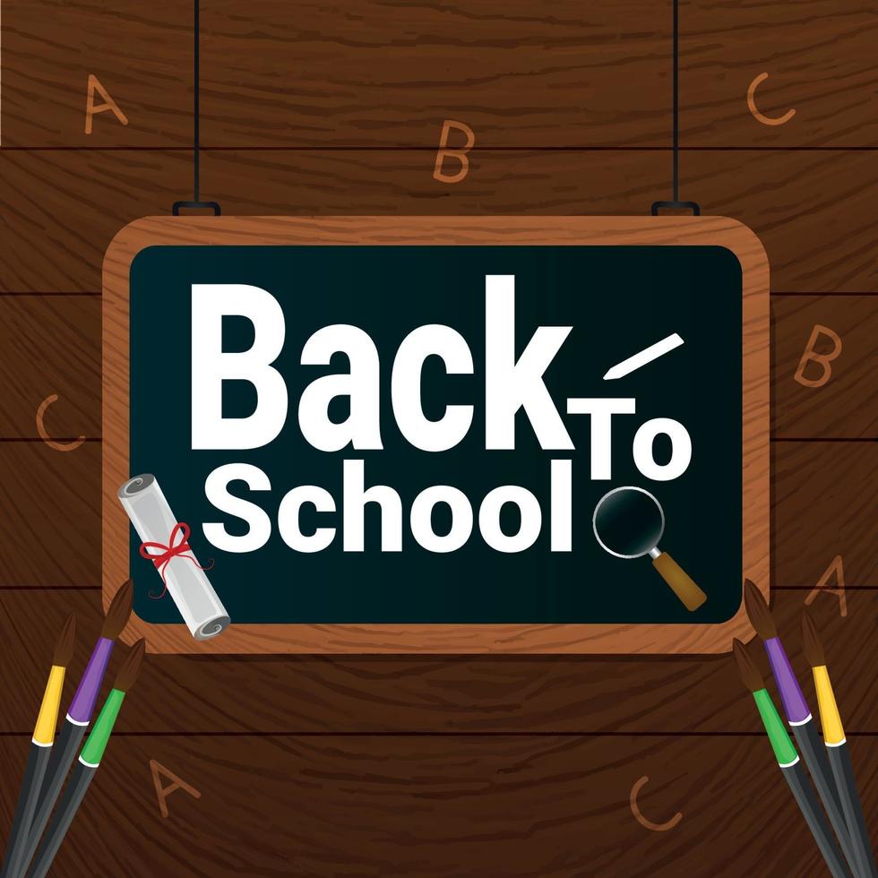 Creative equipment of back to school with blackboard vector