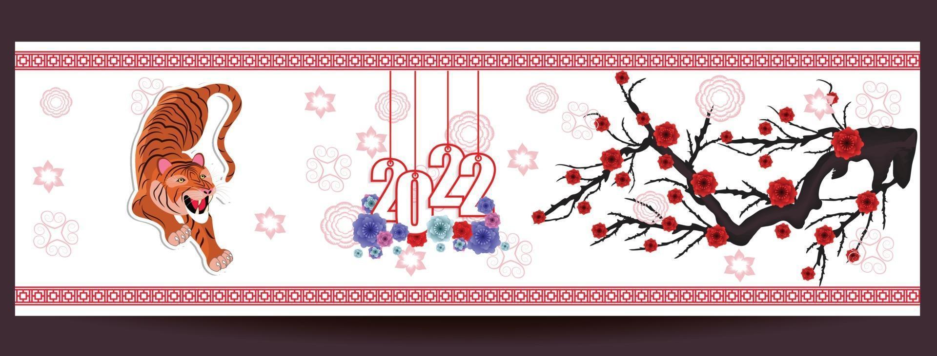 Happy Chinese new year 2022 - year of the Tiger. Lunar New Year banner design template. vector