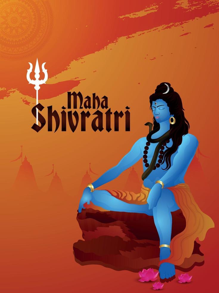 Maha shivratri creative background with illustration of lord shiva vector