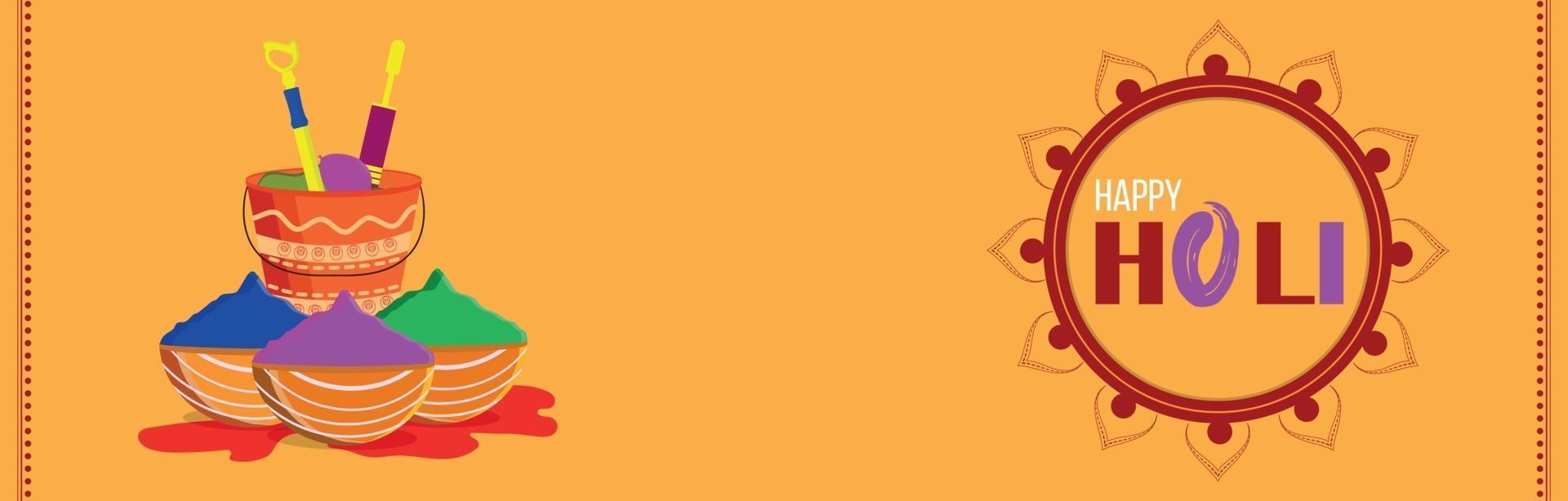 feliz holi banner o encabezado vector