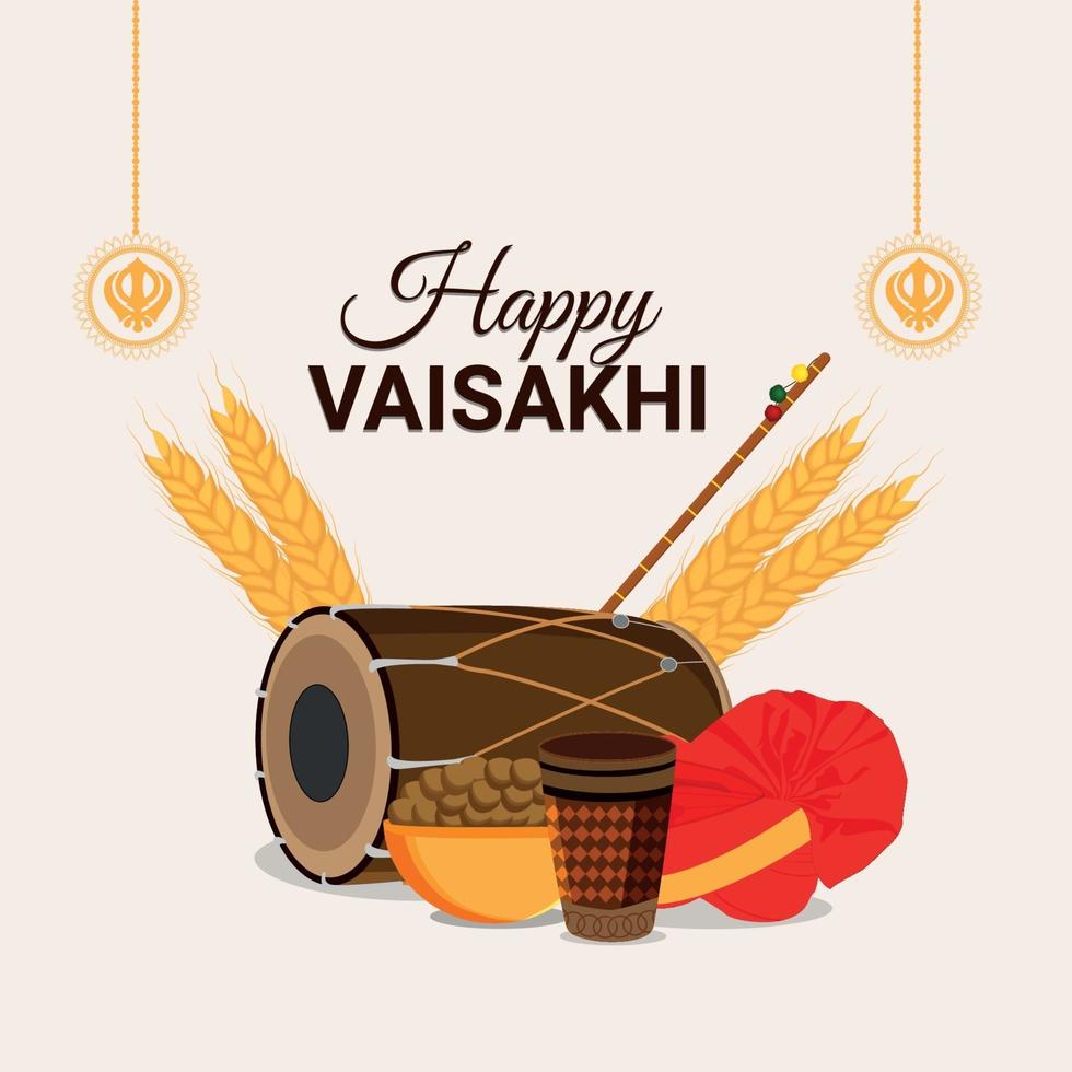 Happy vaisakhi greeting card and background vector