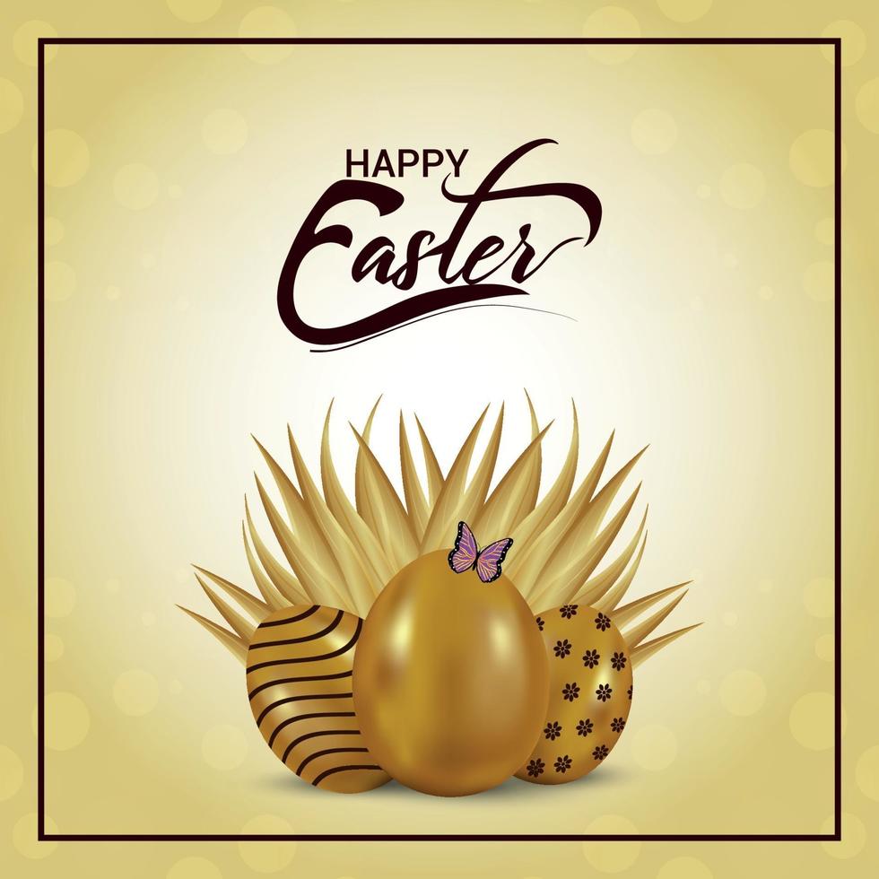 Happy easter day greeting card vector