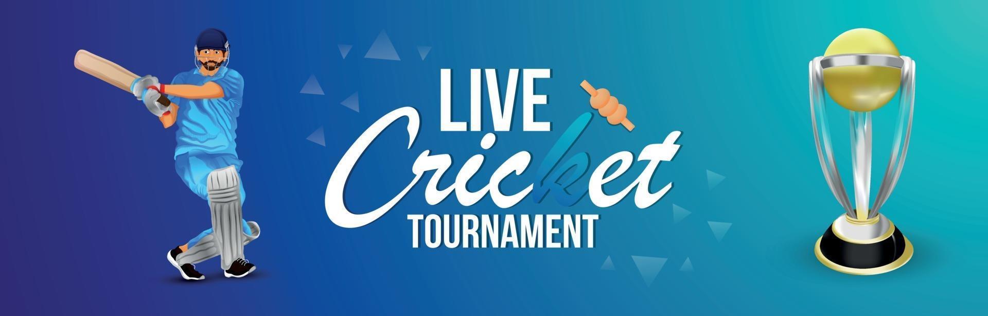 Cricket tournament match banner with stadium background vector