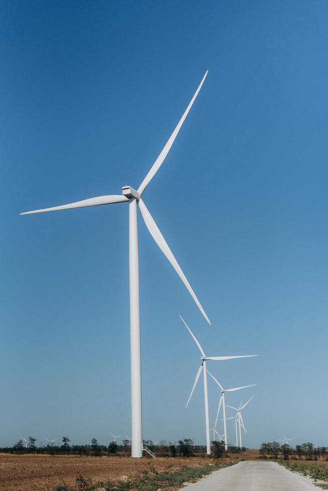 Wind power station, loyal generators with blades photo