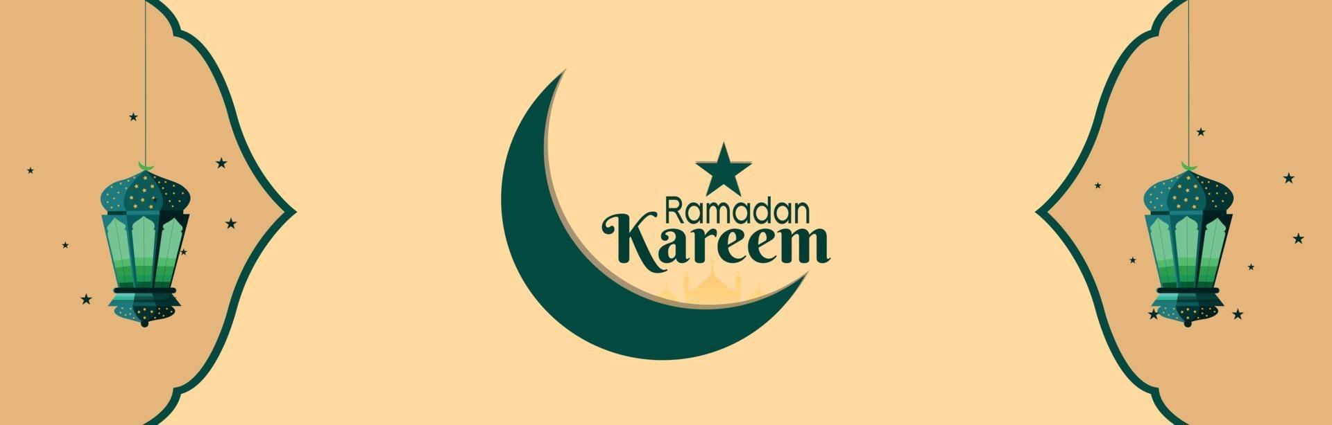 Ramadan kareem flat banner or header vector