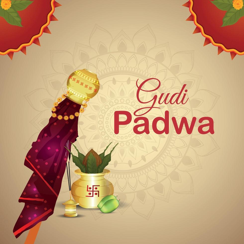 Realistic gudi padwa festival and abstract background vector